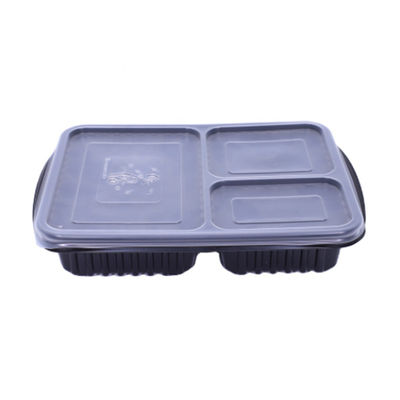 3 Compartments PP 3L Disposable Food Container 1mm Thickness