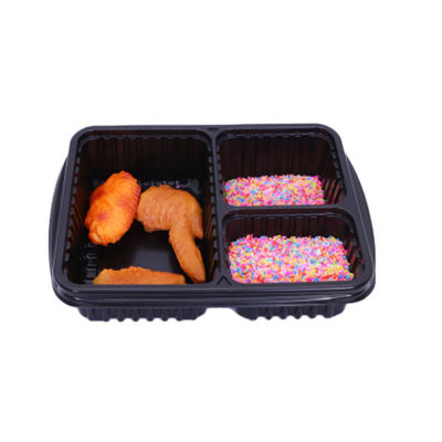 3 Compartments PP 3L Disposable Food Container 1mm Thickness